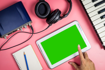 Blank tablet for Musician and Music producer application mock up