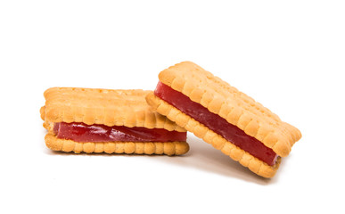 Sandwich cookies with jelly isolated