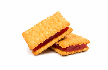 Sandwich cookies with jelly isolated