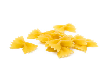 Traditional farfalle pasta isolated on a white background