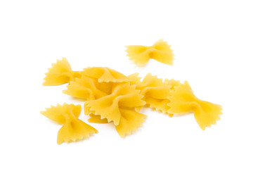 Traditional farfalle pasta isolated on a white background