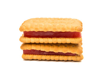 Sandwich cookies with jelly isolated