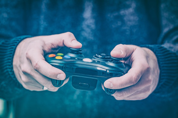 Gaming game play video on tv or monitor. Gamer concept. © REDPIXEL