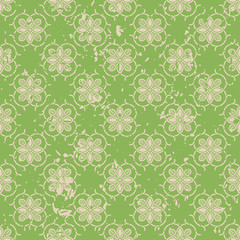 Abstract vintage ornamental pattern with fading and scratches, paint splashes. Vector template can be used for design of wallpaper, fabric, oilcloth, textile, wrapping paper and other design