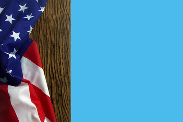 america flag with prop decor in top view in 4th of july concept