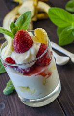 Dessert with strawberries and banana