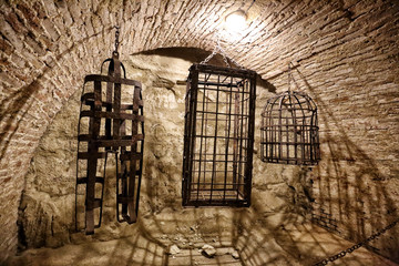 Medieval metal cages used for punisments