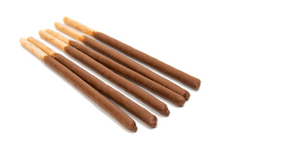 Biscuit sticks in chocolate isolated