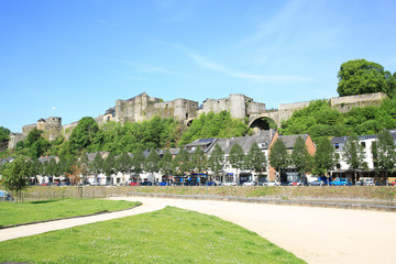 Obraz premium The medieval Castle of Bouillon in Ardennes, Belgium, over thousand years old