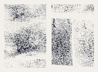 Monochrome abstract vector grunge textures. Set of hand drawn stains.