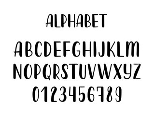 Hand drawn latin calligraphy brush alphabet of capital letters. Vector