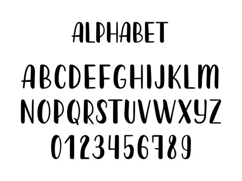 Hand drawn latin calligraphy brush alphabet of capital letters. Vector