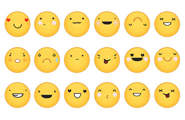 Cute set of round emotion faces.
