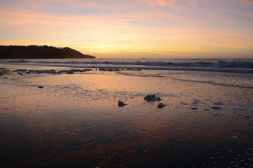 Sunset from Baker Beach in San Francisco California near Golden Gate Bridge