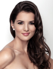 Fototapeta premium Beautiful model wearing hair wedding accessories