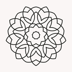 Obraz premium Simple Mandala Shape for Coloring. Vector Mandala. Floral. Flower. Oriental. Book Page. Outline.