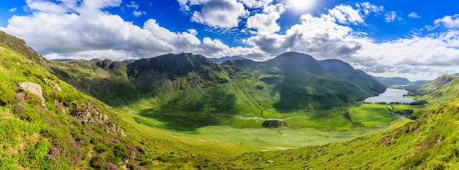 Fototapeta na wymiar Panoramic view of Buttermere valley, The Lake District, Cumbria, England