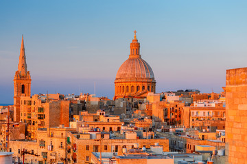 Valletta. The Basilica of Our Lady and the Tower of the Cathedral.