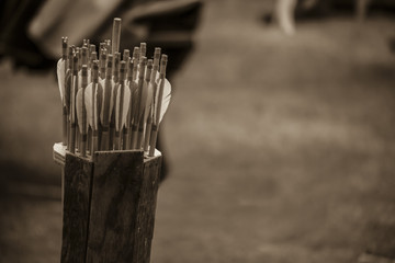sepia arrows in ready for archery sports