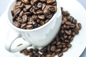 coffee beans in a mug