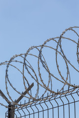 barbed wire on sky background