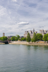 Paris, Hotel de Ville and tour Saint-Jacques, panorama of the Seine