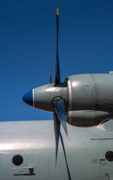 Turboprop Engine With Propeller. Close-up.