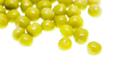 Pickled green peas isolated on white background