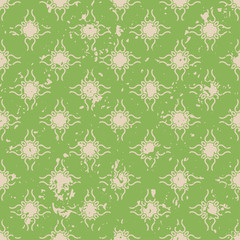 Abstract vintage ornamental pattern with fading and scratches, paint splashes. Vector template can be used for design of wallpaper, fabric, oilcloth, textile, wrapping paper and other design