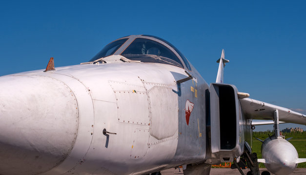 The cabin of a jet fighter pilot of Sukhoi SU24 - On the codification of NATO: Fencer.