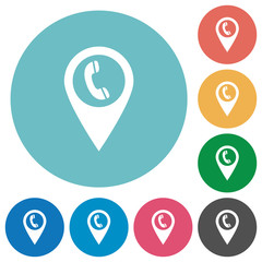 Call box GPS map location flat round icons