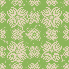 Fototapeta na wymiar Abstract vintage ornamental pattern with fading and scratches, paint splashes. Vector template can be used for design of wallpaper, fabric, oilcloth, textile, wrapping paper and other design