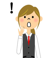 制服姿の女性　びっくり