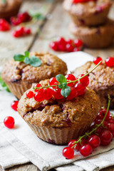 Healthy muffins with red currants