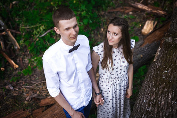 young couple in forest