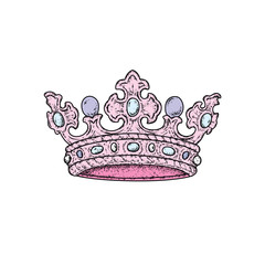 Beautiful royal crown. Vector illustration for a postcard or a poster, print for clothes. Fashion & Style. Vintage, retro.