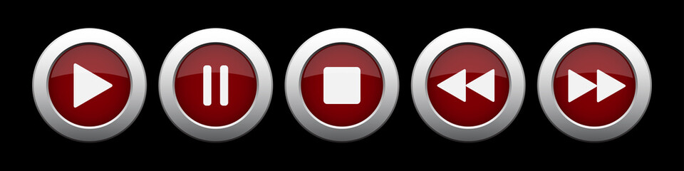 purple metallic music control buttons set