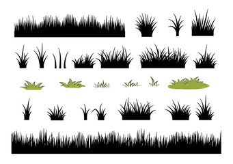 Fototapeta na wymiar grass silhouettes set - vector illustration