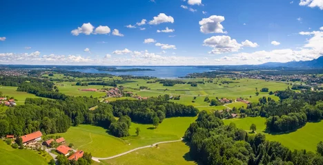 Foto auf Acrylglas Aerial panorama: Lake Chiemsee, Bavaria in summer © naturenow