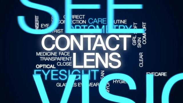 Contact lens animated word cloud, text design animation.