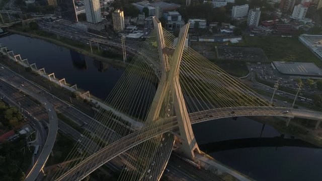 Top View of Estaiada Bridge in Sao Paulo, Brazil