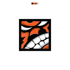 Aggressive Face With Angry Expression. Vector Illustration Isolated On White Background