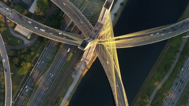 Top View of Estaiada Bridge in Sao Paulo, Brazil