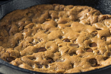 Hot Homemade Chocolate Chip Skillet Cookie