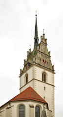 Fototapeta na wymiar Church of st. Nicholas on Town Hall Square in Friedrichshafen. Germany 