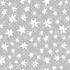 Vintage stylized floral seamless pattern. Flowers hand-drawn ink brush background