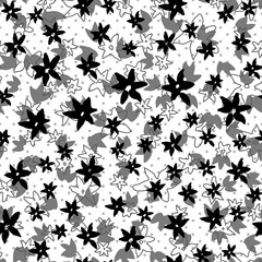 Vintage stylized floral seamless pattern. Flowers hand-drawn ink brush background