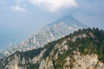 Naklejka premium View of mountain ridge from Piani D'erna, Lecco, Italy