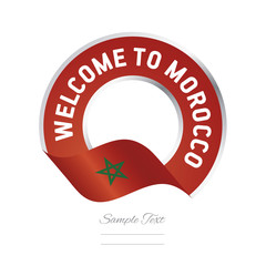 Fototapeta premium Welcome to Morocco flag red label logo icon