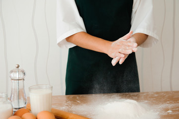 Chef preparing dough - cooking process